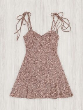 Zara brown animal print tie-strap summer mini dress